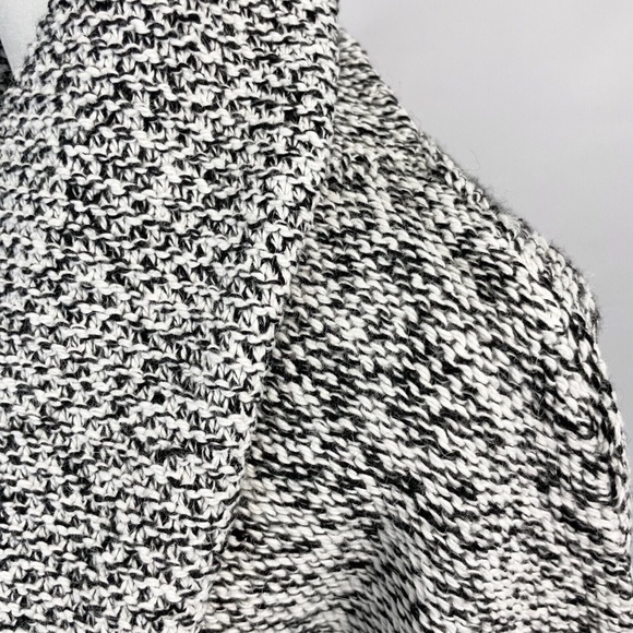 New Caslon Marled Knit Draped Open Front Cardigan Sweater Black White Size Small - Picture 7 of 16